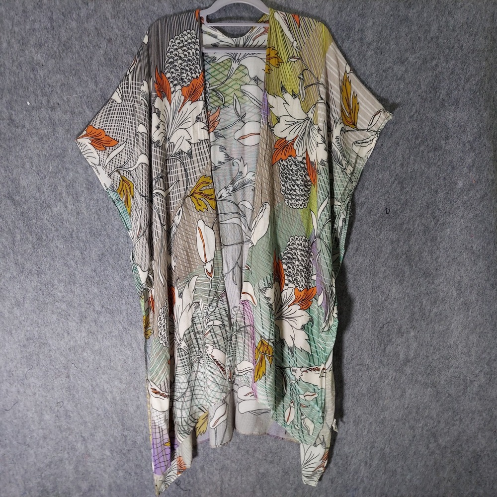 Macchia di Ruggine Womens Kimono OS Floral Boho Open Front Cardigan lightweight